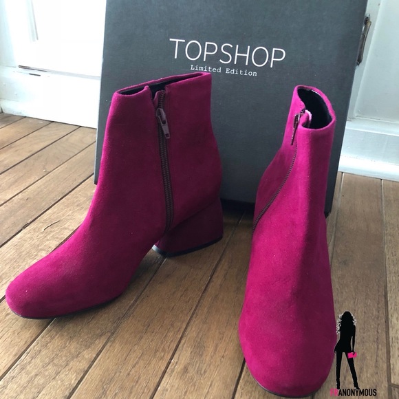 Topshop Shoes - Magenta Suede Booties
